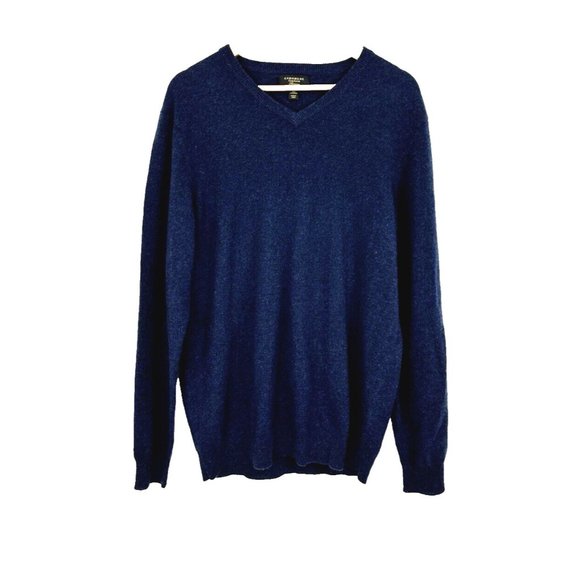Club Room Luxury Men's Cashmere V-Neck Sweater Navy Sz L Quiet Luxury - Picture 1 of 7